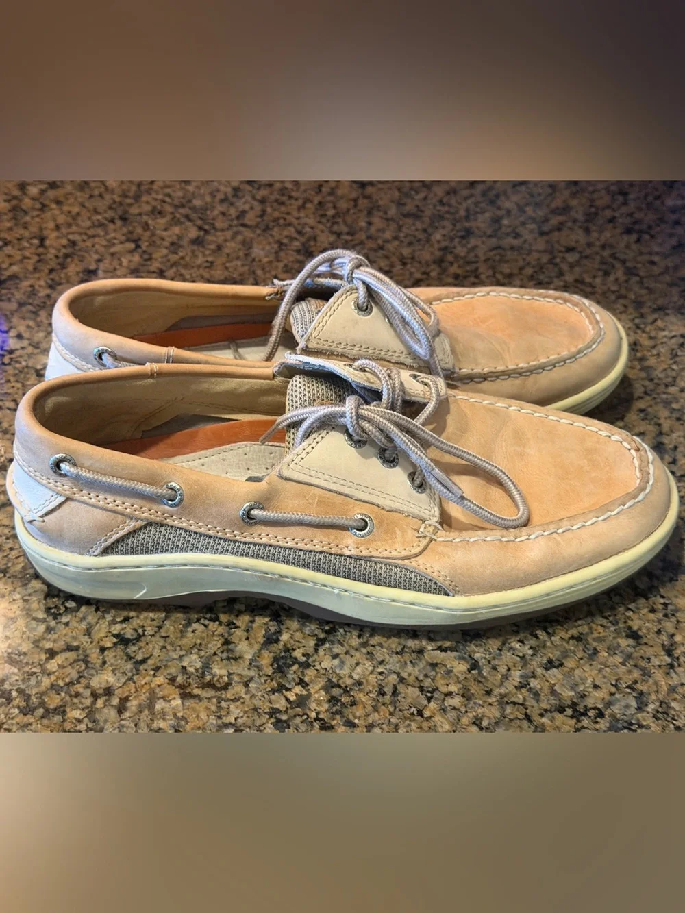 Sperry Light Tan cream  Boat Shoes size 8 leather breathable casual